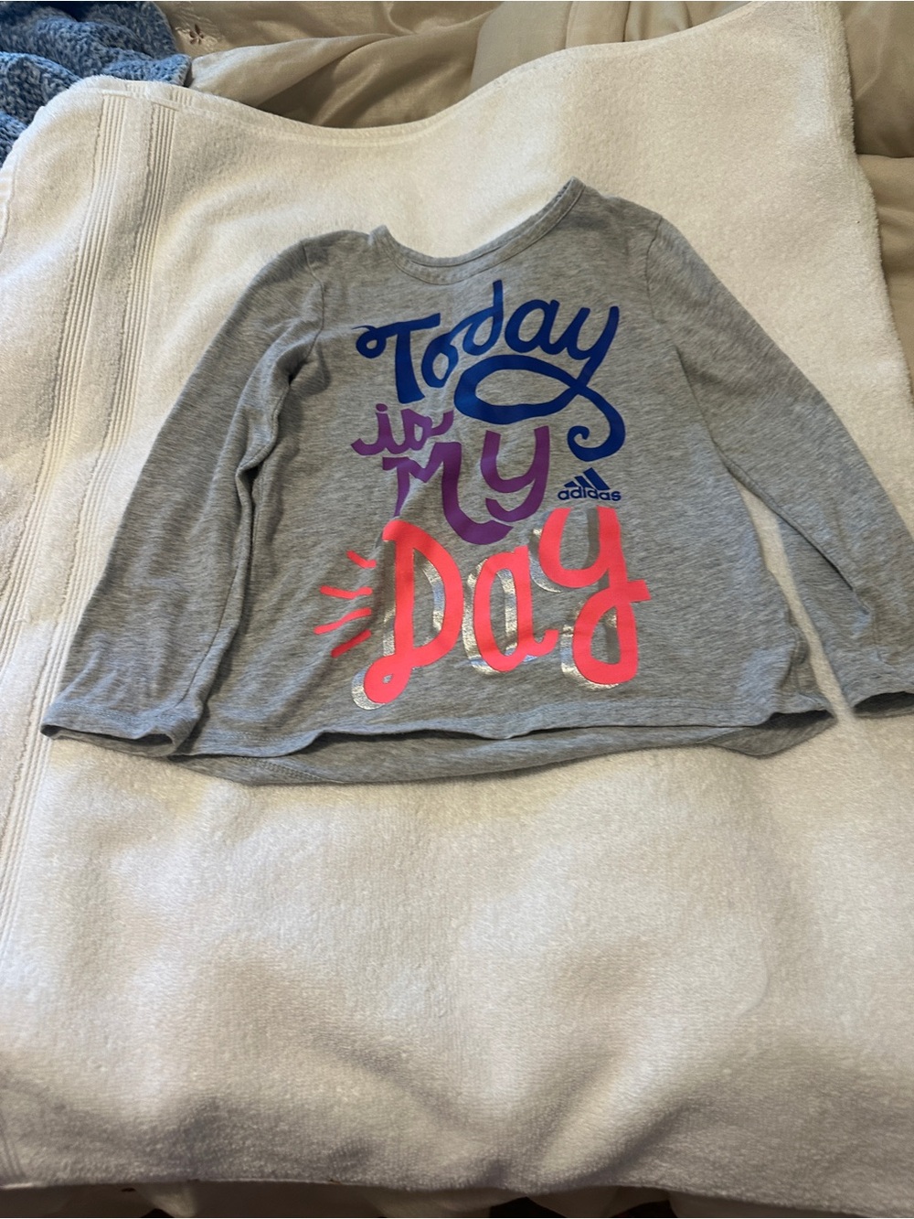 adidas toddler girl "Today is My Day" Gray Long-Sleeve Tee size 4